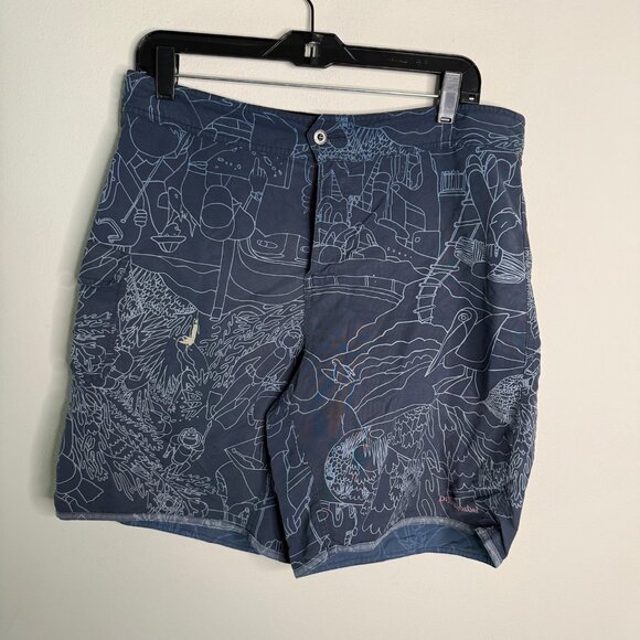 Patagonia Men's Blue Wavefarer Water Repellant Board Shorts - Size 34 - Picture 2 of 6